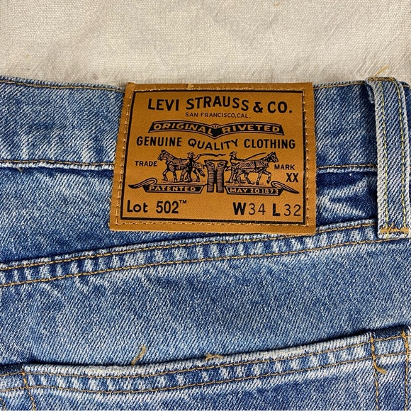 Levi's 502 x Justin Timberlake Fresh Leaves Jeans Men's 34x32 Blue Distressed - Picture 8 of 15
